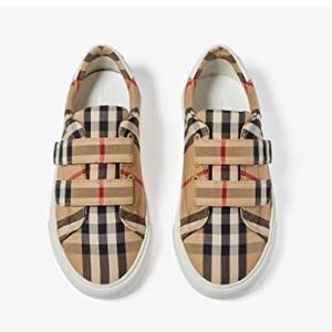 NEW—BURBERRY Kids Mini Markham Stripe Little Kid Archive Beige/White sz-34/US2.5